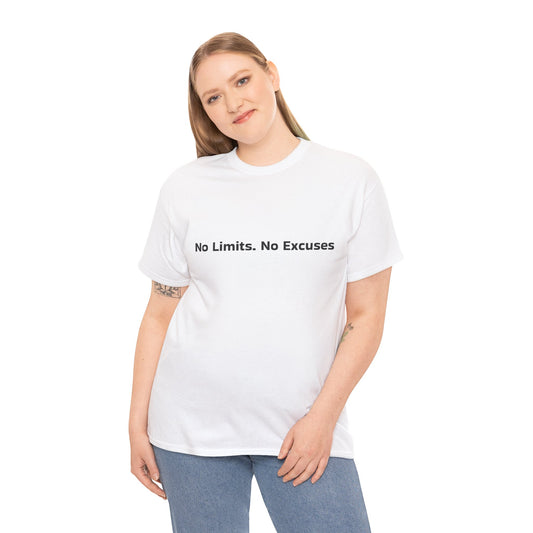 Motivational Unisex Heavy Cotton Tee - 'No Limits. No Excuses'